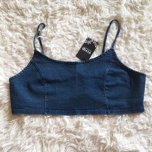 Vivid Denim Crop Top - Size Large